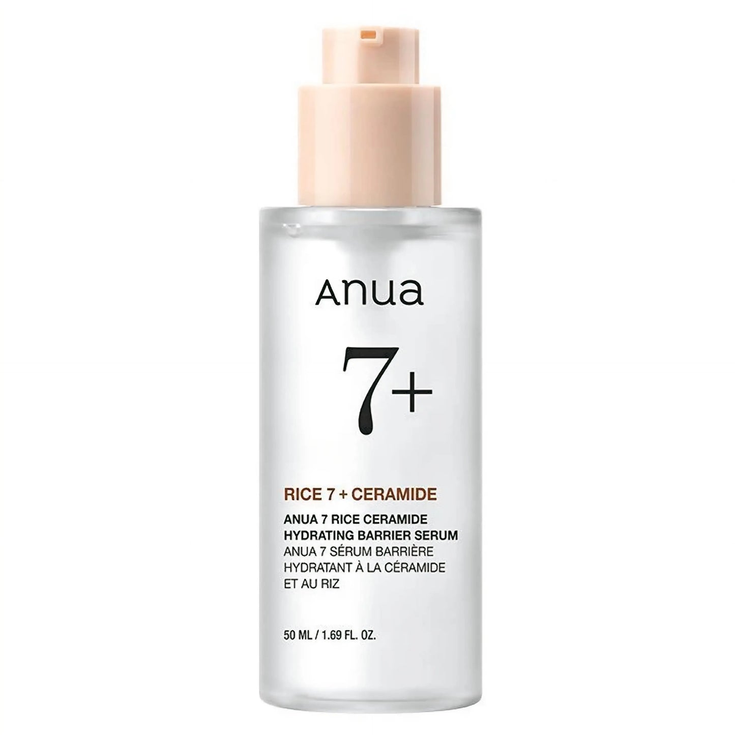 ANUA Rice 7 Ceramide Hydrating Barrier Serum com fundo branco e tampa dourada – sérum nutritivo com arroz fermentado, reforça a hidratação e elasticidade, cosmética coreana, skincare k-beauty Portugal