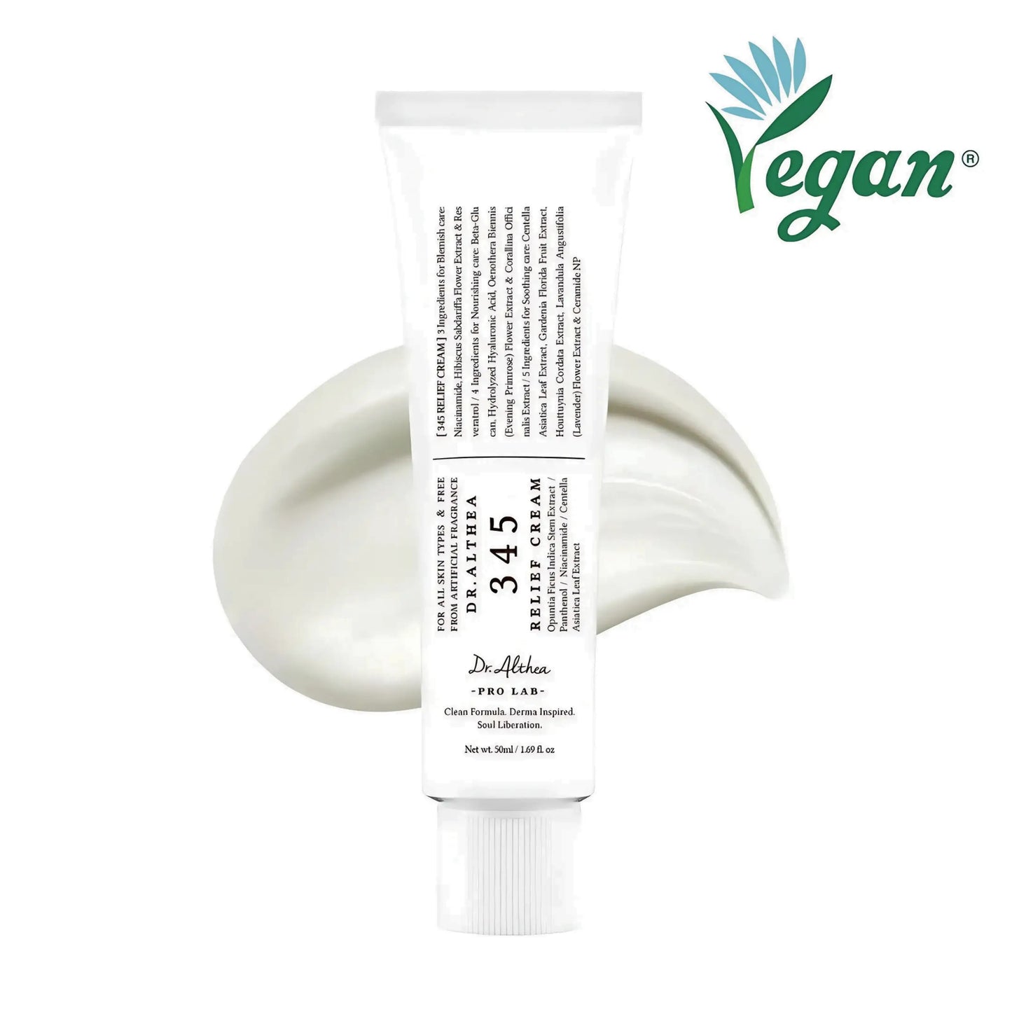 Dr. Althea 345 Relief Cream – selo vegan e fórmula suave com ingredientes botânicos para acalmar, proteger e restaurar a pele sensível, skincare k-beauty Portugal