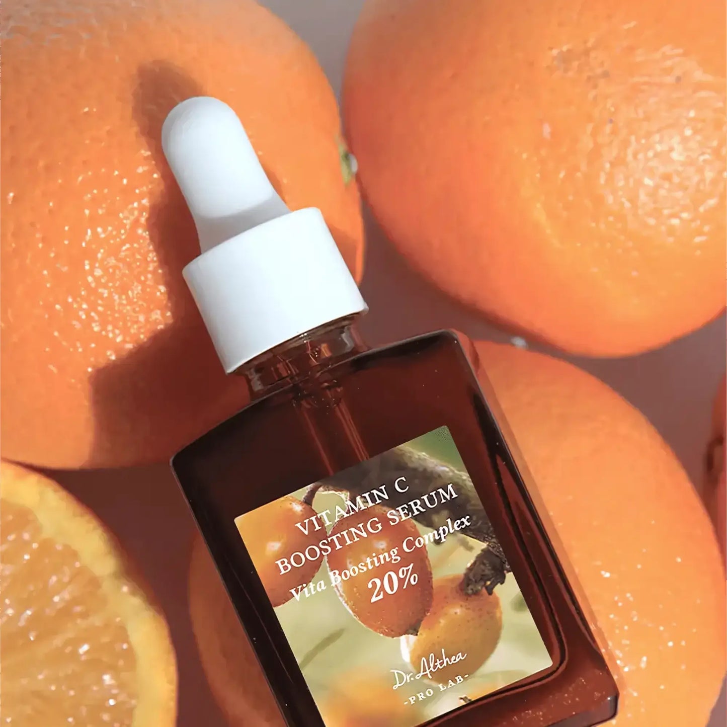 Dr. Althea Vitamin C Boosting Serum – sérum antioxidante com vitamina C pura, captado entre laranjas frescas que realçam os seus benefícios iluminadores e revitalizantes, cosmética coreana e skincare k-beauty Portugal