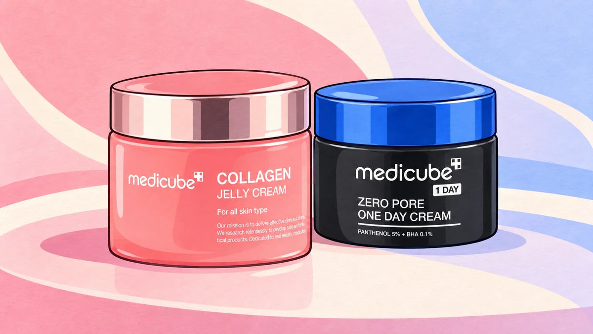 Cremes dia, noite e olhos — ilustração dos cremes Medicube