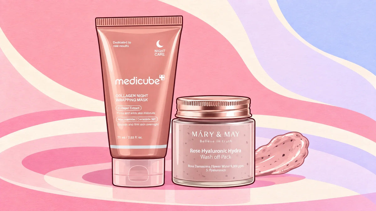 Máscaras Faciais — ilustração de Medicube e Mary & May