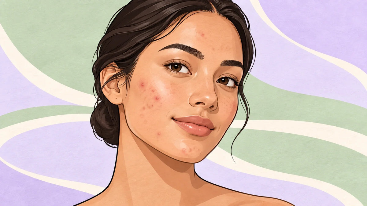 Pele com acne — retrato ilustrado