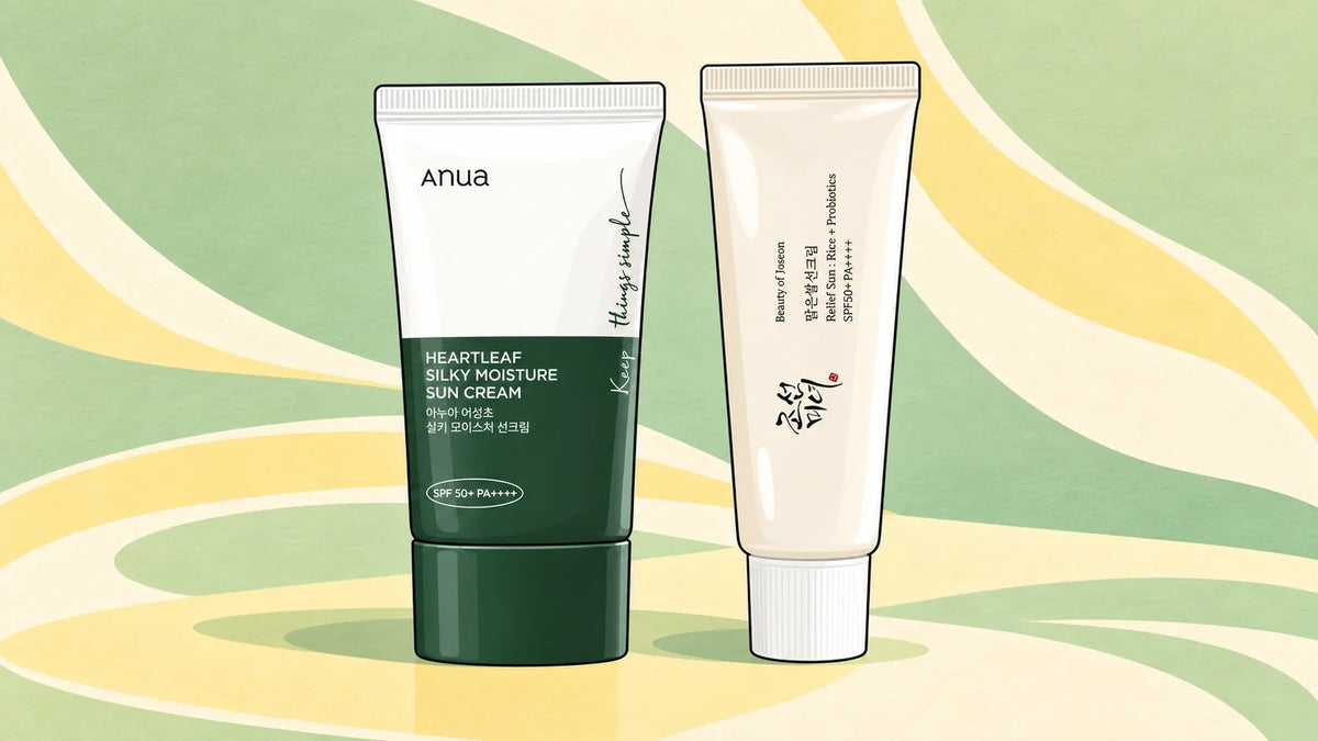 Protetores Solares — ilustração de Anua e Beauty of Joseon