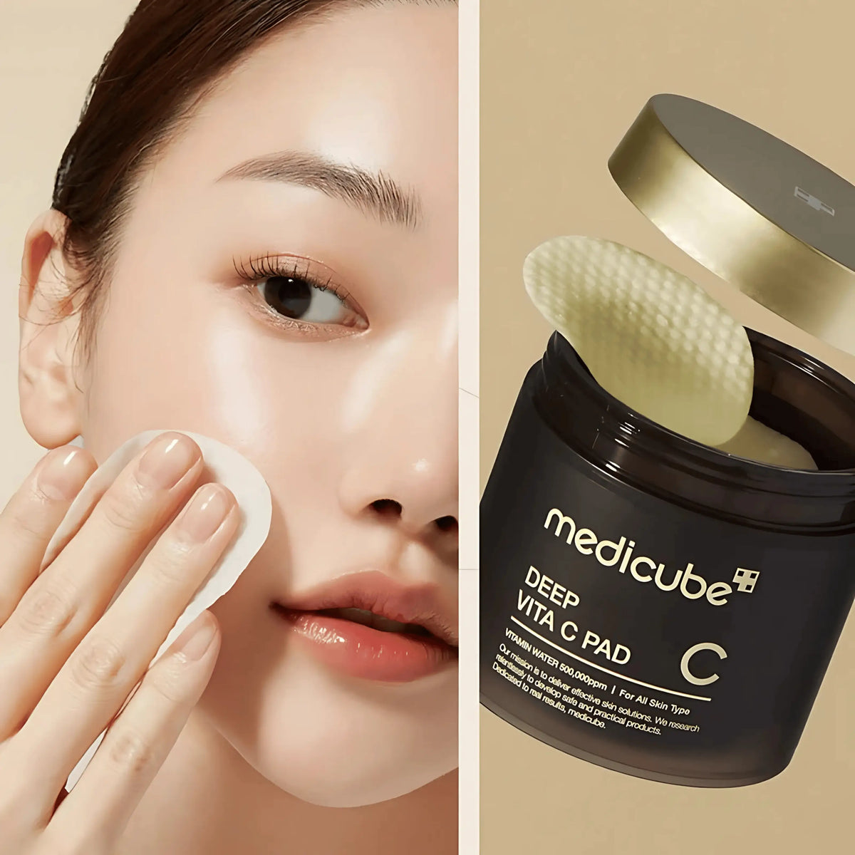 Medicube – Deep Vita C Pad, discos de vitamina C coreanos para pele baça que precisa de brilho, cosmética coreana skincare Portugal