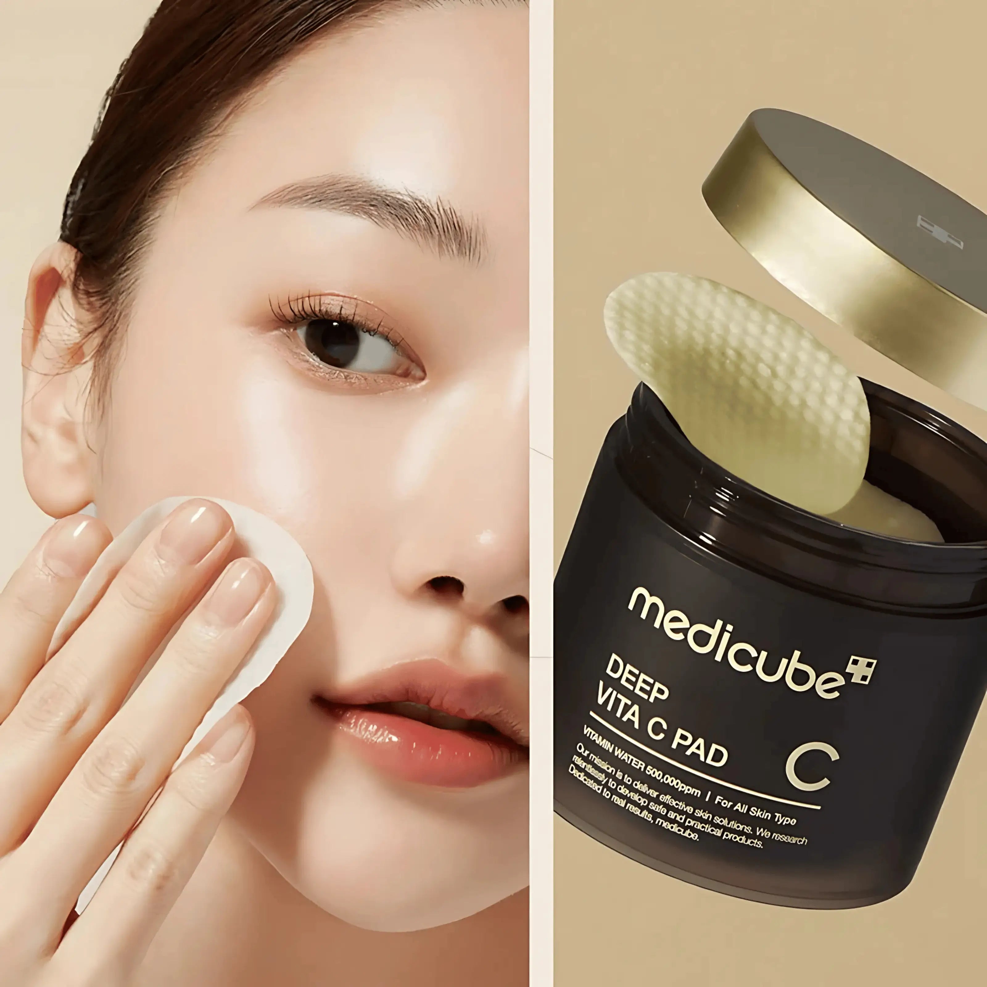 Medicube – Deep Vita C Pad, discos de vitamina C coreanos para pele baça que precisa de brilho, cosmética coreana skincare Portugal