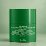 Dr. Althea Pure Grinding Cleansing Balm, bálsamo de limpeza facial em embalagem verde sobre fundo de estúdio.