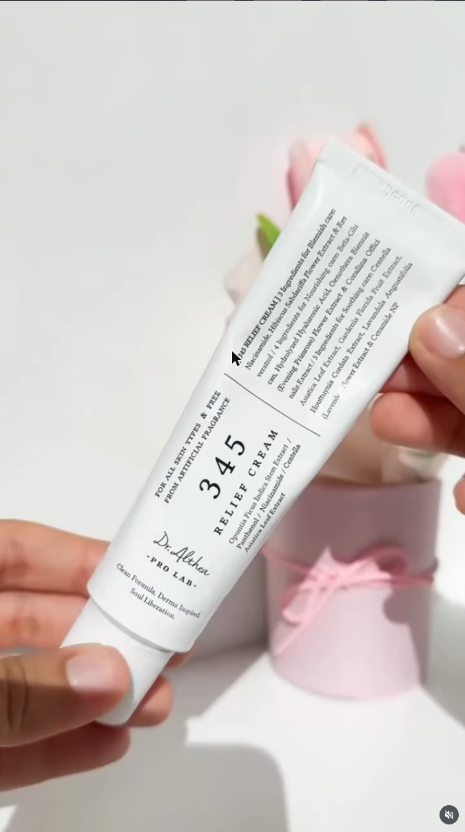 Dr. Althea 345 Relief Cream - creme calmante coreano que reforça a barreira cutânea e hidrata profundamente, publicação Instagram da HaemiSkin