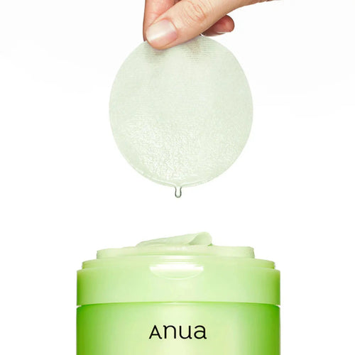 Anua Azelaic 10 Hyaluron Redness Soothing Pad com frasco verde e discos