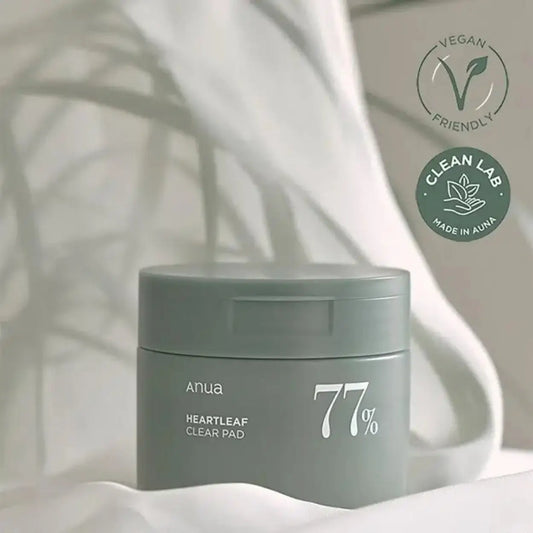 ANUA Heartleaf 77% Toner Pad com boião e disco embebido em essência – tónico coreano em discos com 77% de heartleaf, ideal para acalmar, hidratar e equilibrar a pele, cosmética coreana, skincare k-beauty Portugal