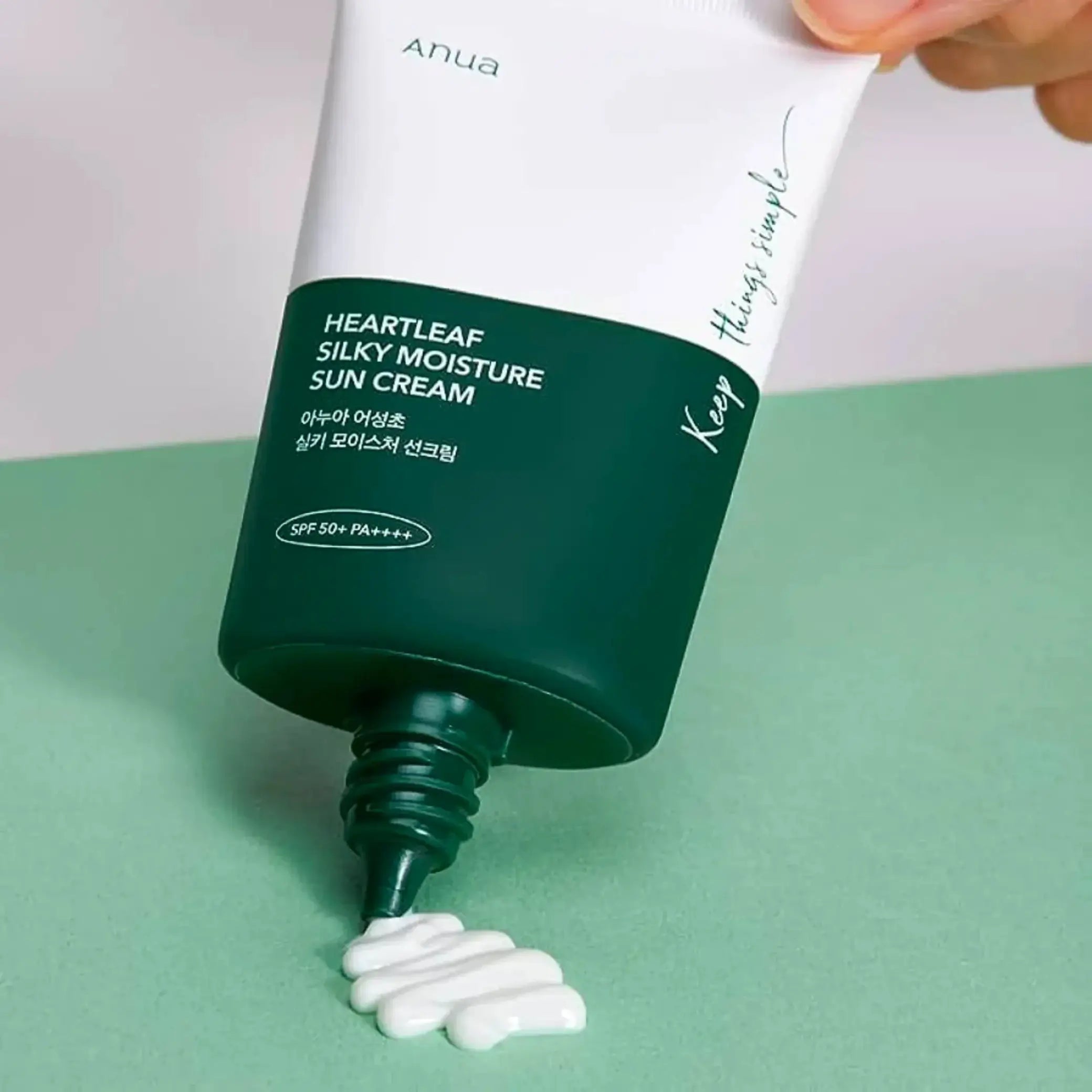 ANUA – Heartleaf Silky Moisture Sun Cream SPF50+, textura sedosa com controlo de sebo para pele oleosa, cosmética coreana skincare Portugal