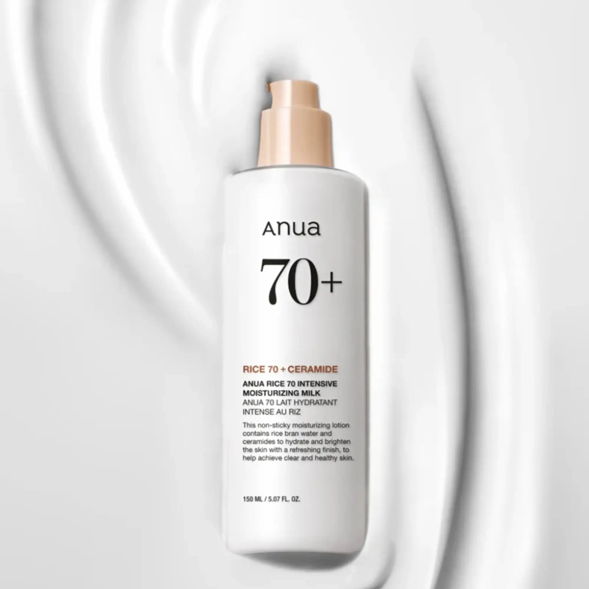 Anua – Rice 70 Intensive Moisturizing Milk, leite facial coreano que hidrata intensamente e regenera, skincare Portugal cosmética coreana