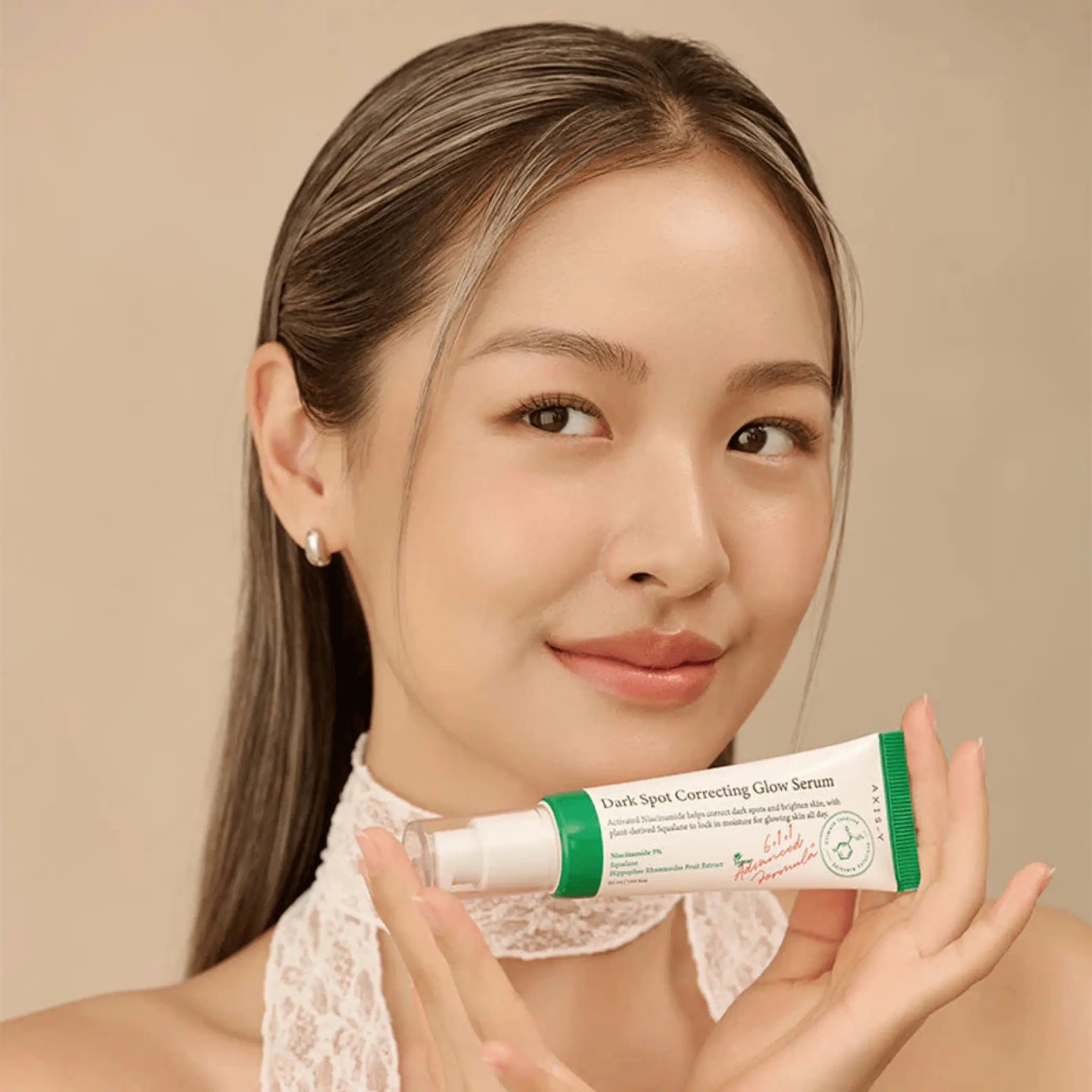 Dark Spot Correcting Glow Serum da AXIS-Y aplicação no rosto luminosidade cosmética coreana Portugal