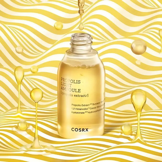 COSRX Full Fit Propolis Light Ampoule com frasco e gotas douradas – sérum coreano com própolis, ilumina e fortalece a pele, ideal para revitalizar o rosto, cosmética coreana, skincare k-beauty Portugal