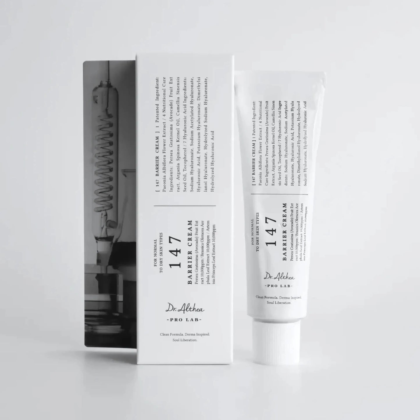 Dr. Althea 147 Barrier Cream – embalagem e caixa do creme reforçador da barreira cutânea, indicado para pele sensível, com fórmula vegan calmante, skincare k-beauty Portugal
