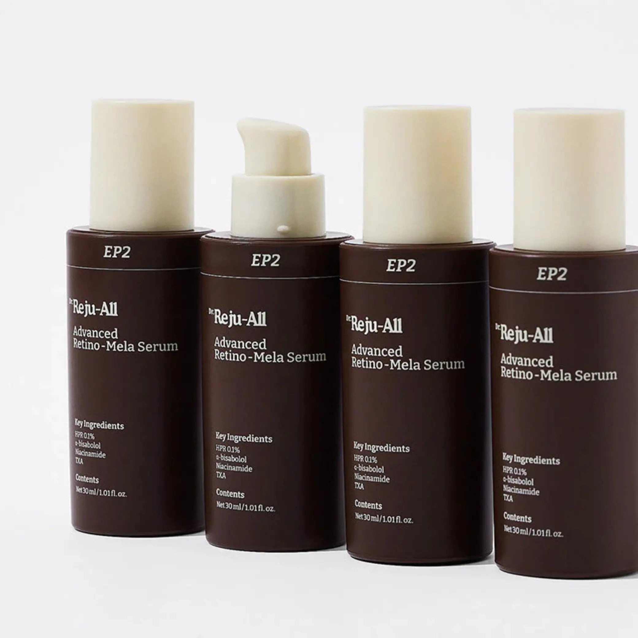 Dr. Reju-All – Advanced Retino-Mela Serum, embalagem do sérum despigmentante desenvolvido por dermatologistas, cosmética coreana skincare Portugal