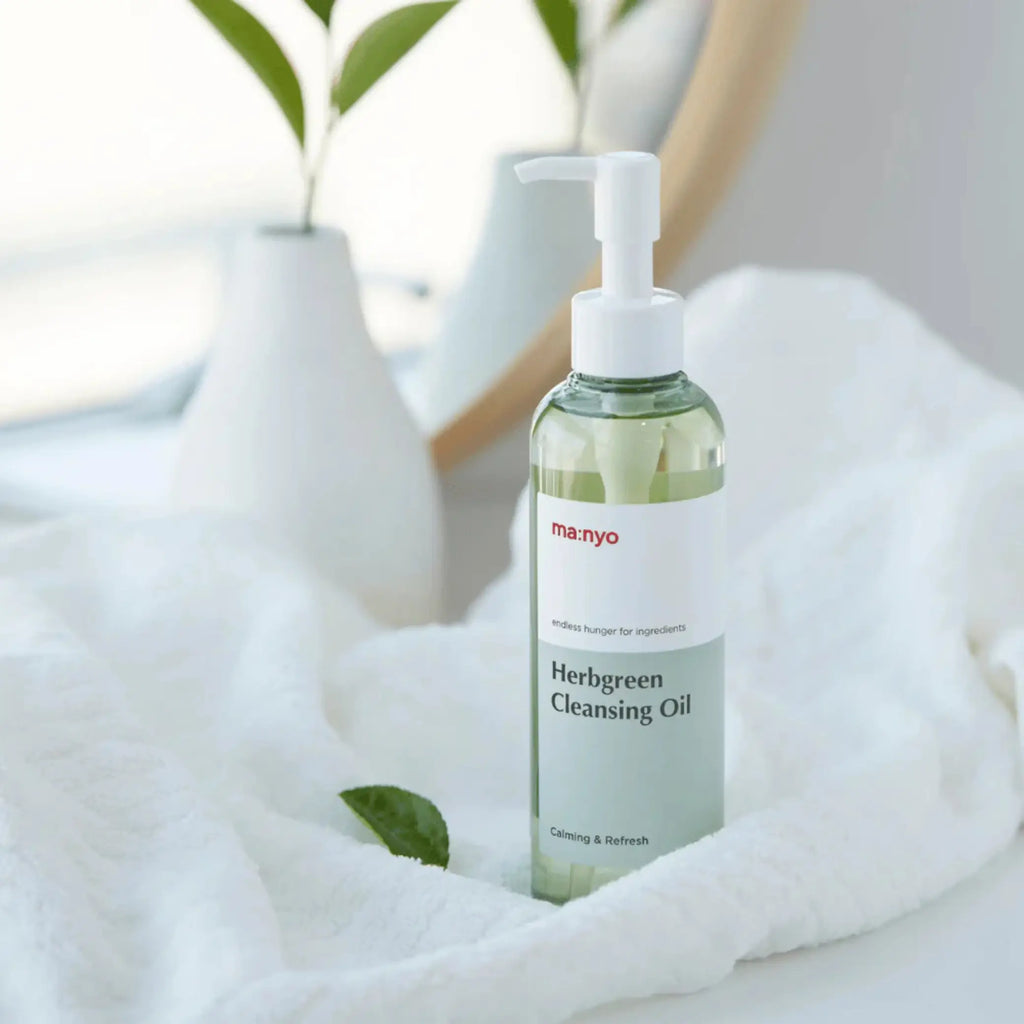 Herb Green Cleansing Face Oil ma:nyo óleo de limpeza coreano natural pele calma e limpa skincare Portugal