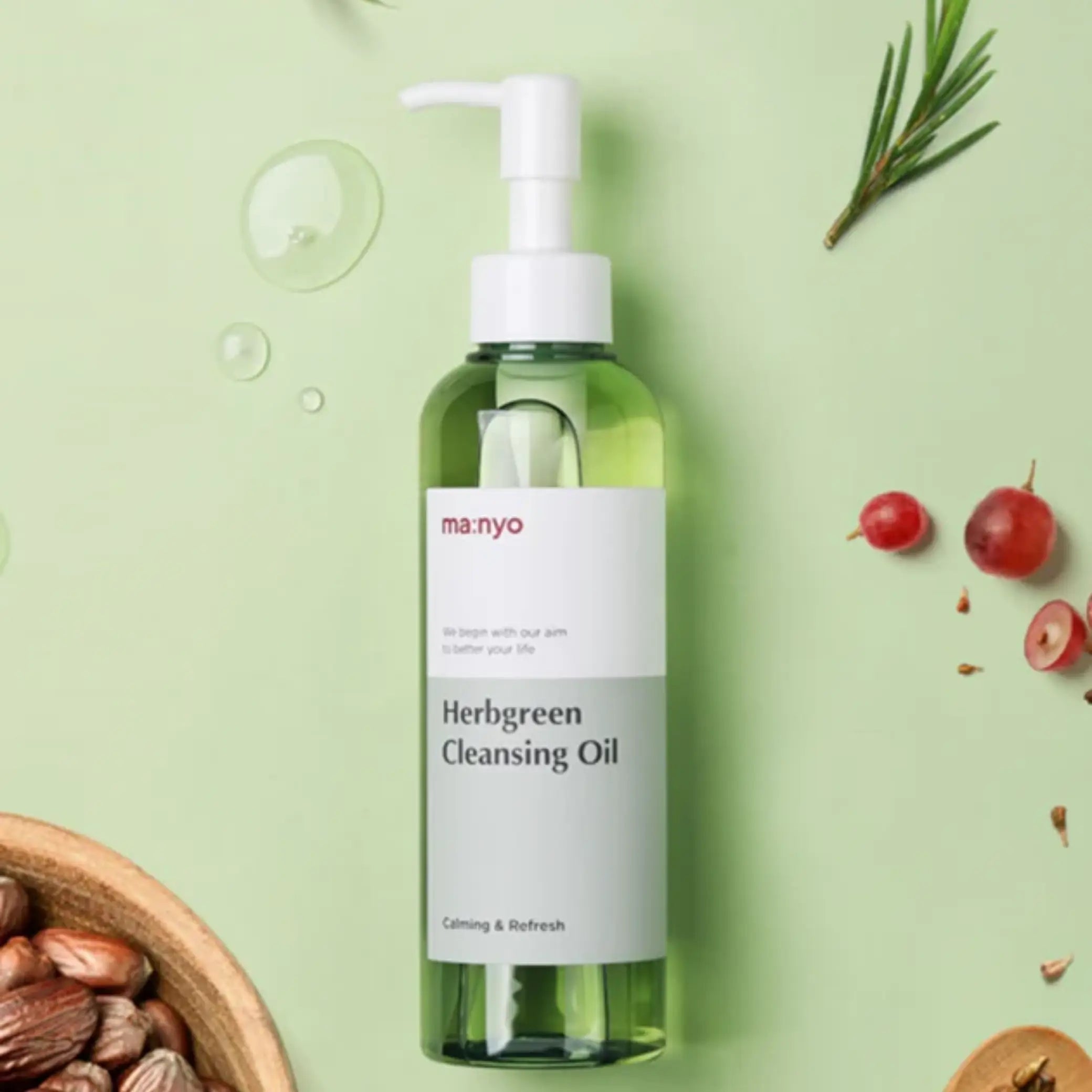 Herb Green Cleansing Face Oil ma:nyo óleo coreano artemísia chá verde remove SPF maquilhagem cosmética coreana Portugal