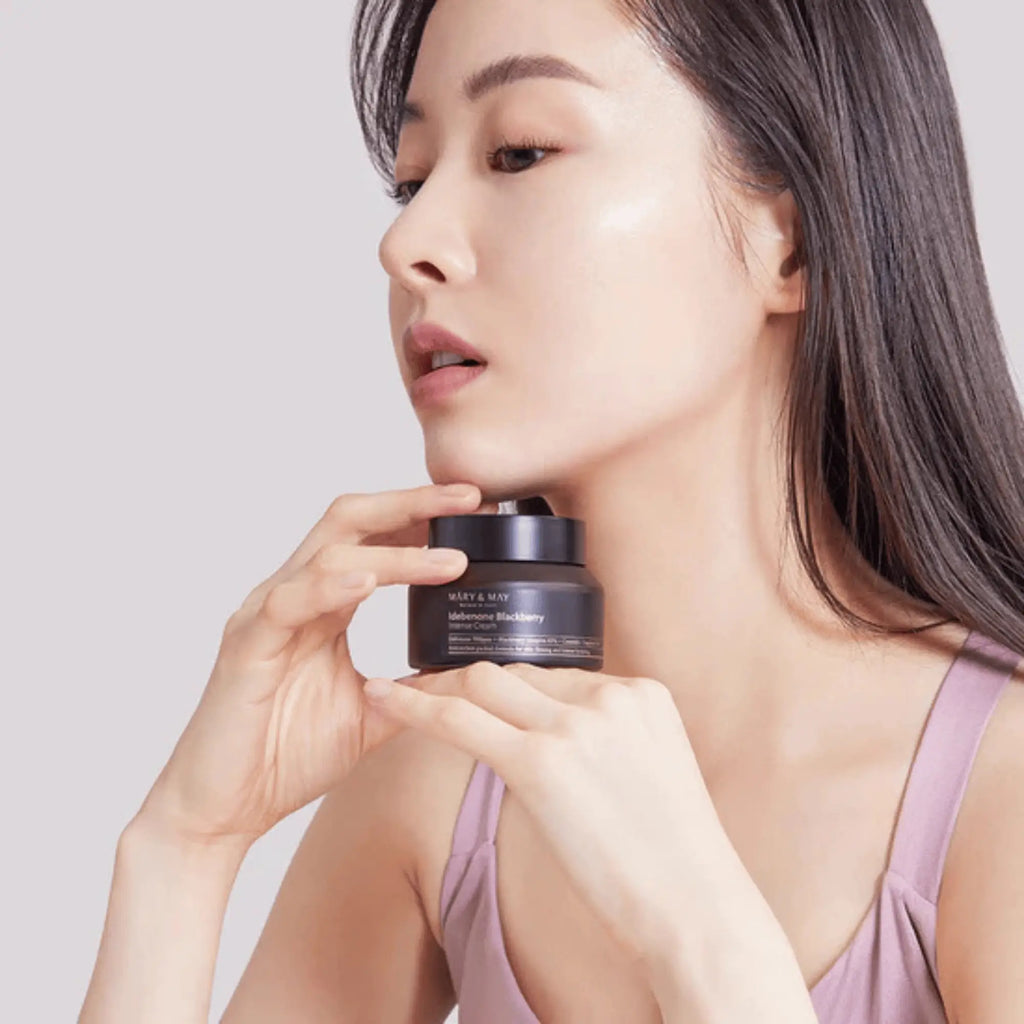 Mary & May – Idebenone + Blackberry Complex Intensive Total Care Cream, creme facial coreano que regenera e ilumina, skincare Portugal cosmética coreana