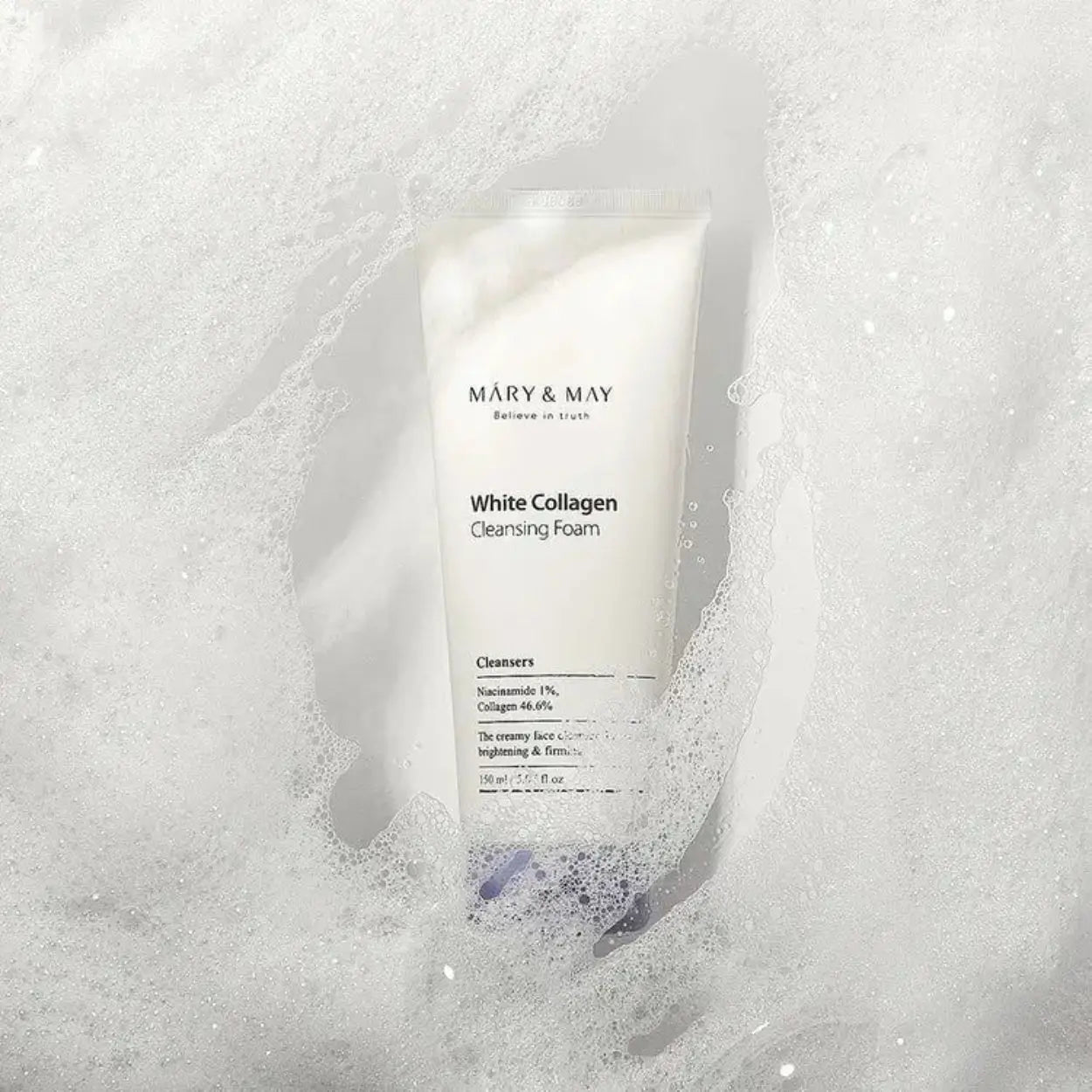 White Collagen Cleansing Foam Mary & May espuma facial colagénio coreano textura suave pele firme e luminosa Portugal