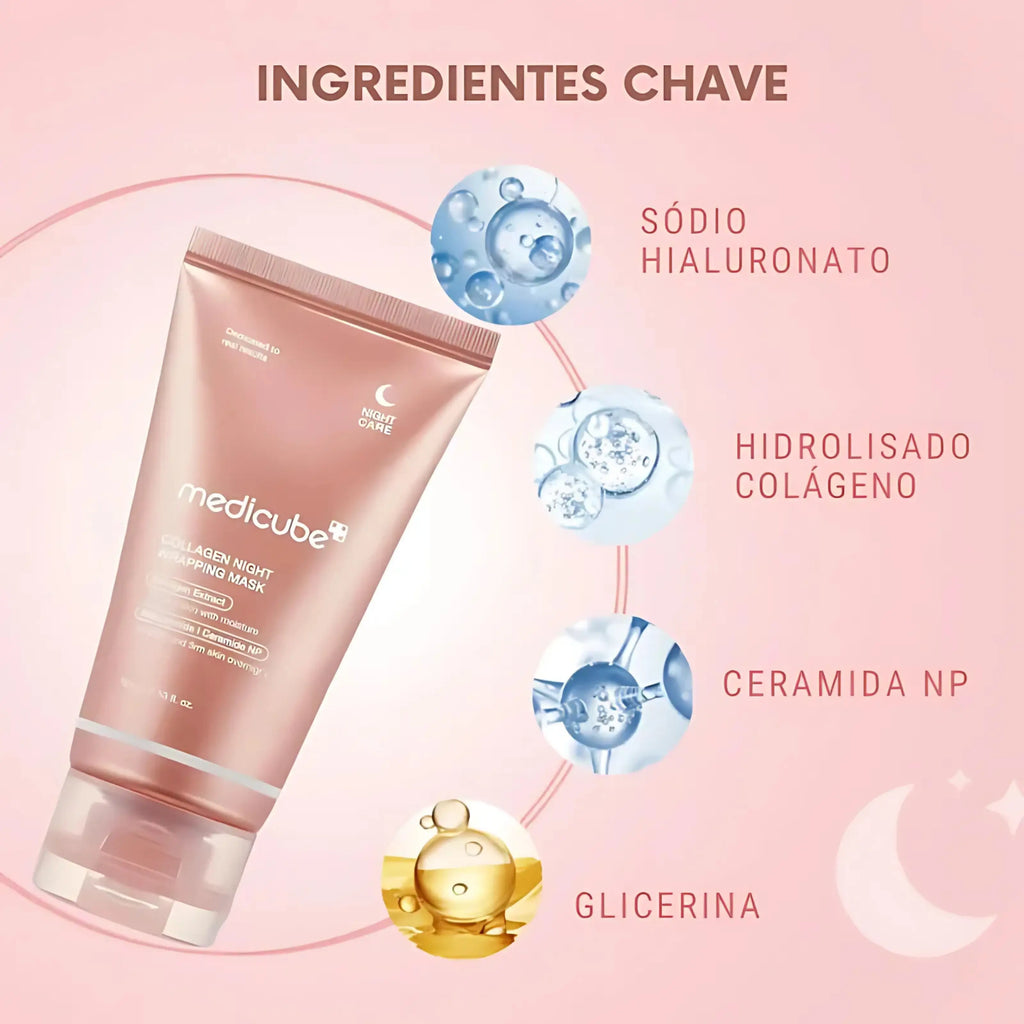 Medicube – Collagen Night Wrapping Mask, máscara facial coreana para pele madura com colagénio, skincare cosmética coreana Portugal