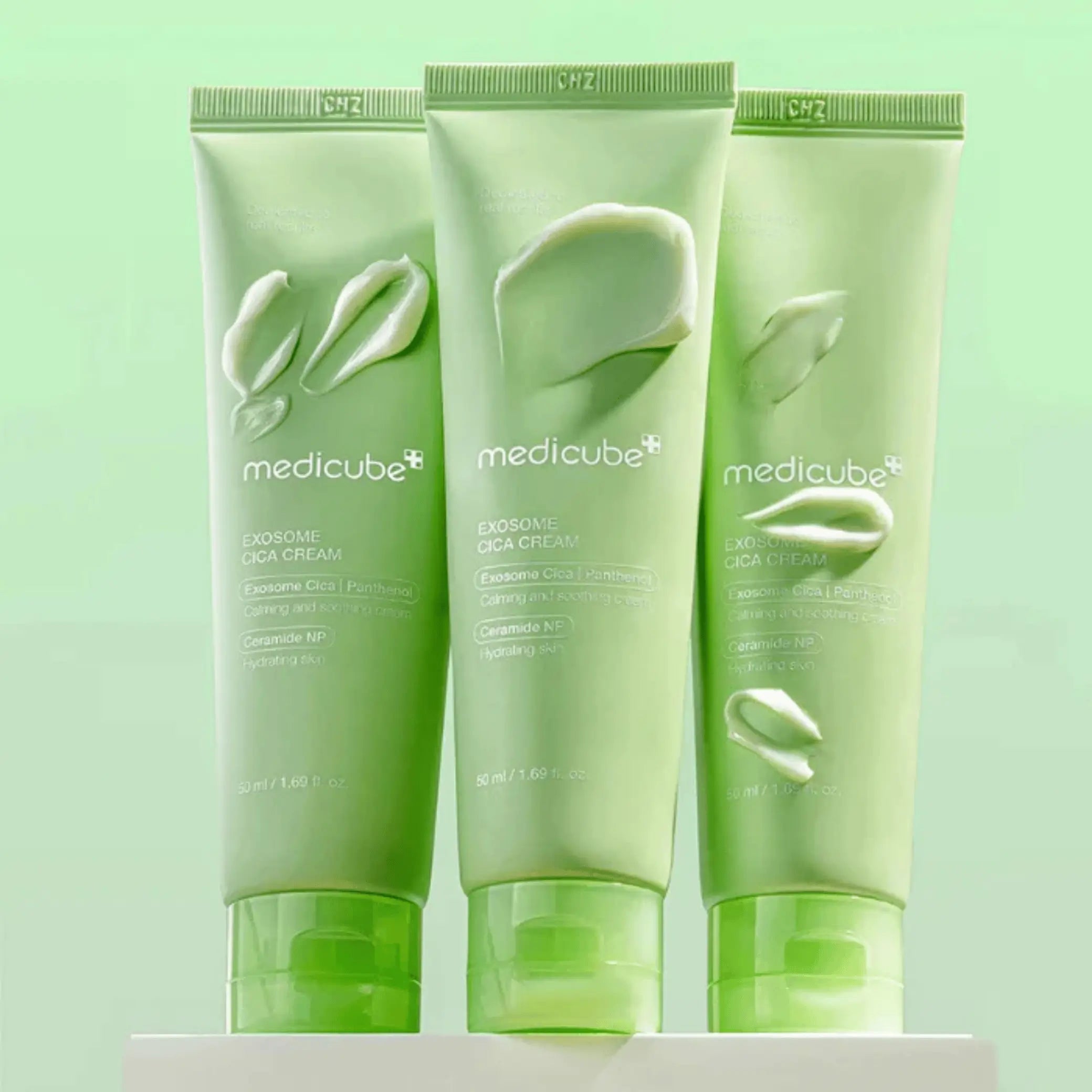 Medicube – Exosome Cica Cream, aplicação final da rotina para pele sensível e reativa, skincare Portugal cosmética coreana