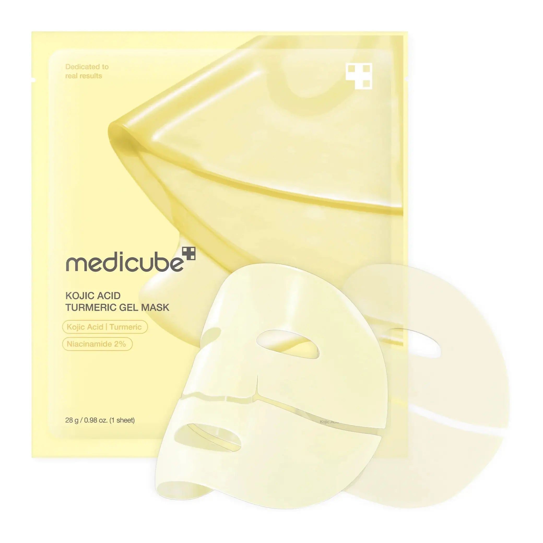 Kojic Acid Turmeric Brightening Gel Mask da Medicube com máscara em gel visível