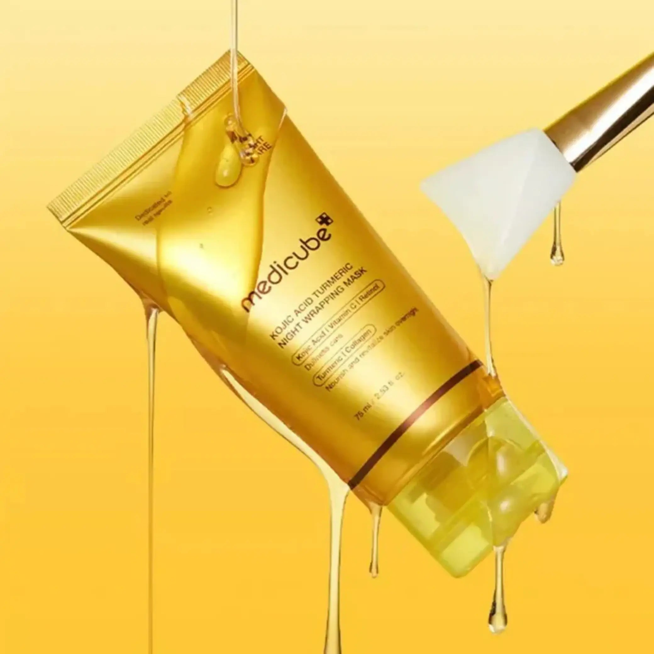 Medicube – Kojic Acid Turmeric Night Wrapping Mask, textura noturna com retinol e colagénio para pele luminosa, cosmética coreana skincare Portugal