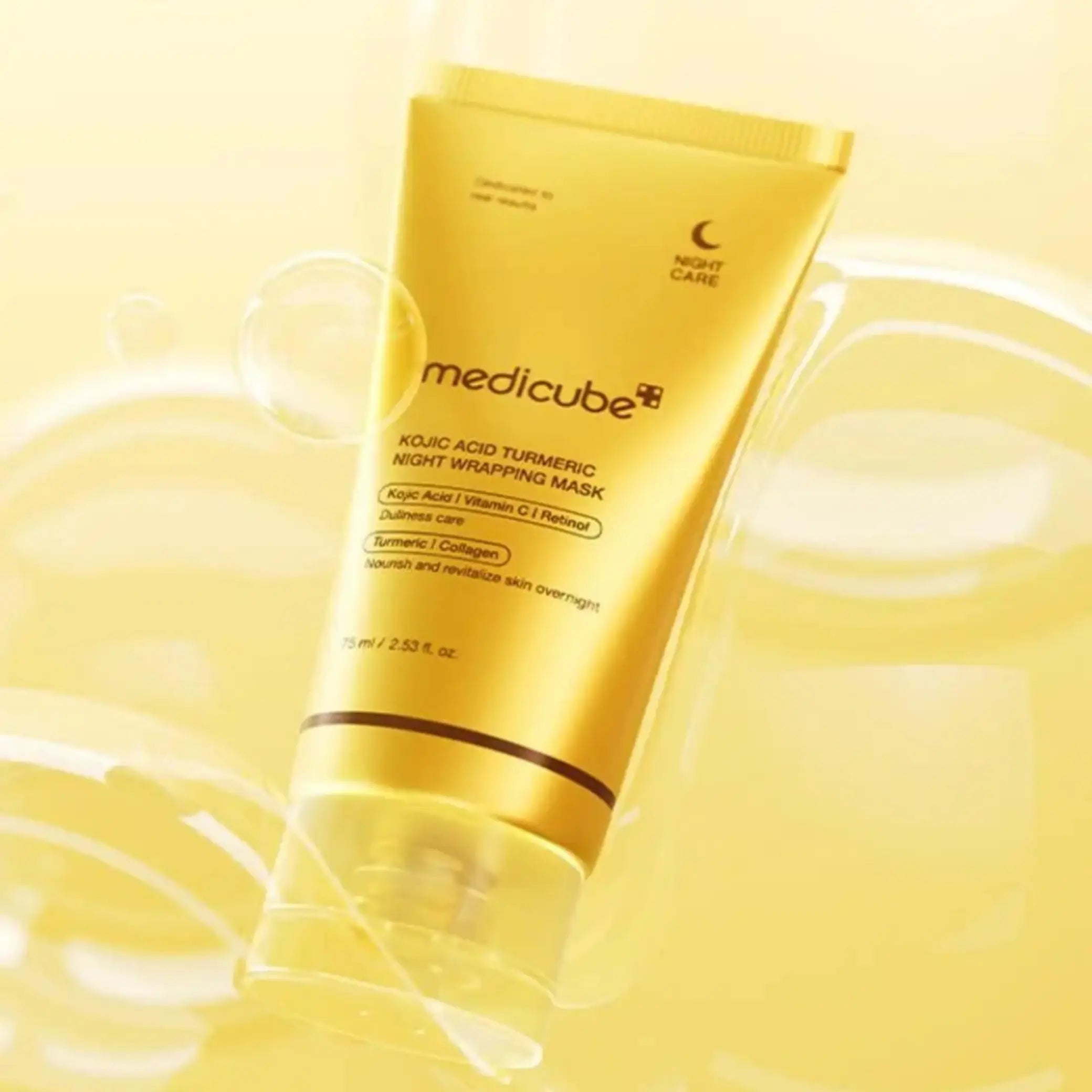 Medicube – Kojic Acid Turmeric Night Wrapping Mask, máscara noturna com ácido kójico e cúrcuma para manchas escuras, cosmética coreana skincare Portugal