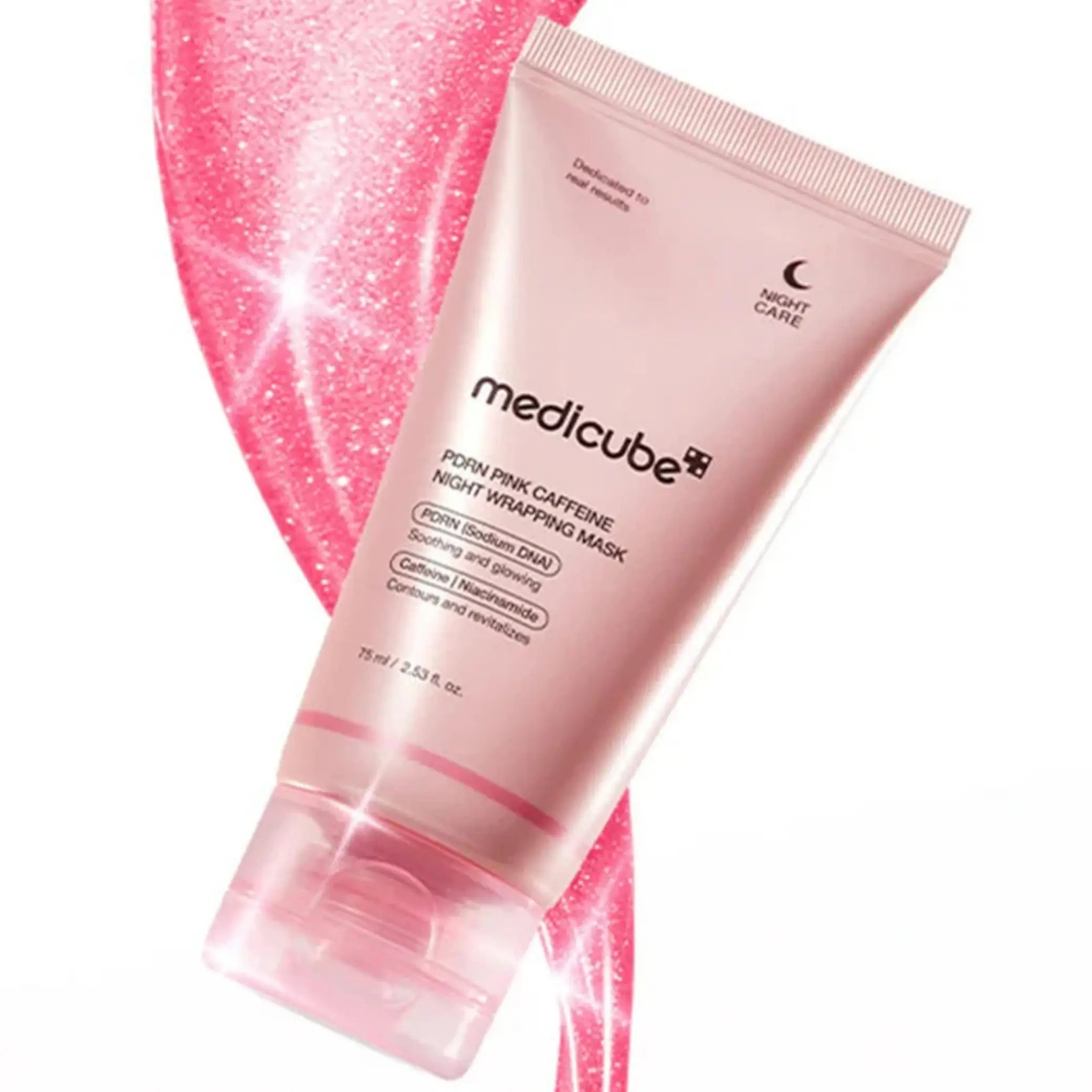 Medicube – PDRN Pink Caffeine Night Wrapping Mask, máscara noturna com PDRN de salmão e cafeína para contornos definidos, cosmética coreana skincare Portugal
