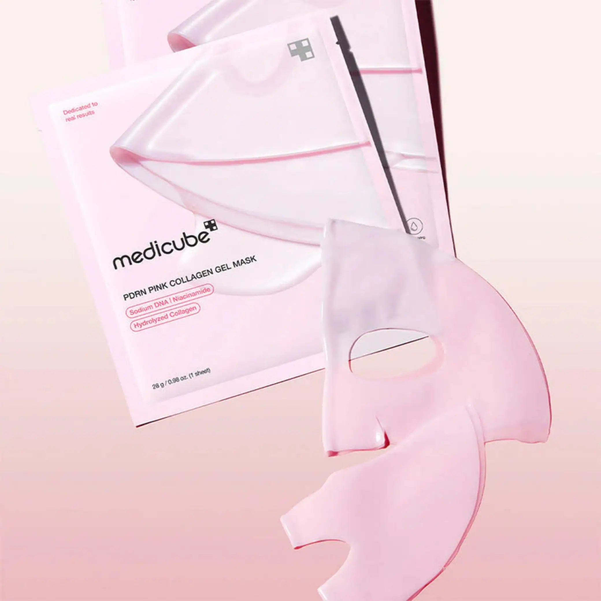 PDRN Pink Collagen Gel Mask da Medicube com máscara e embalagem
