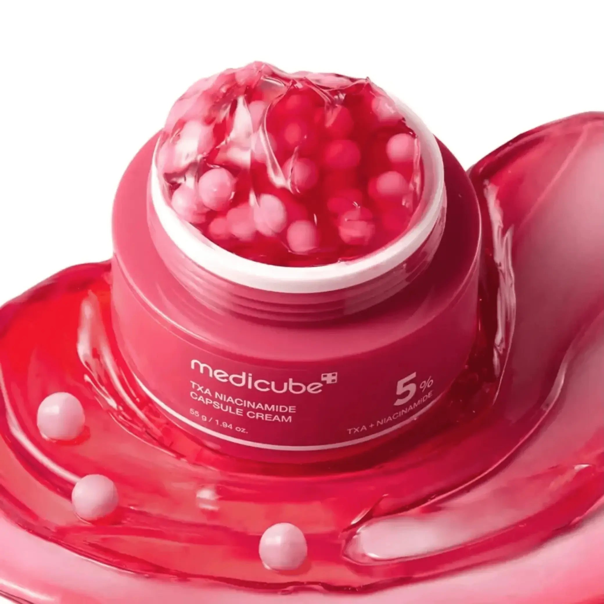 Medicube TXA Niacinamide Capsule Cream textura em cápsulas hidratantes cosmética coreana Portugal
