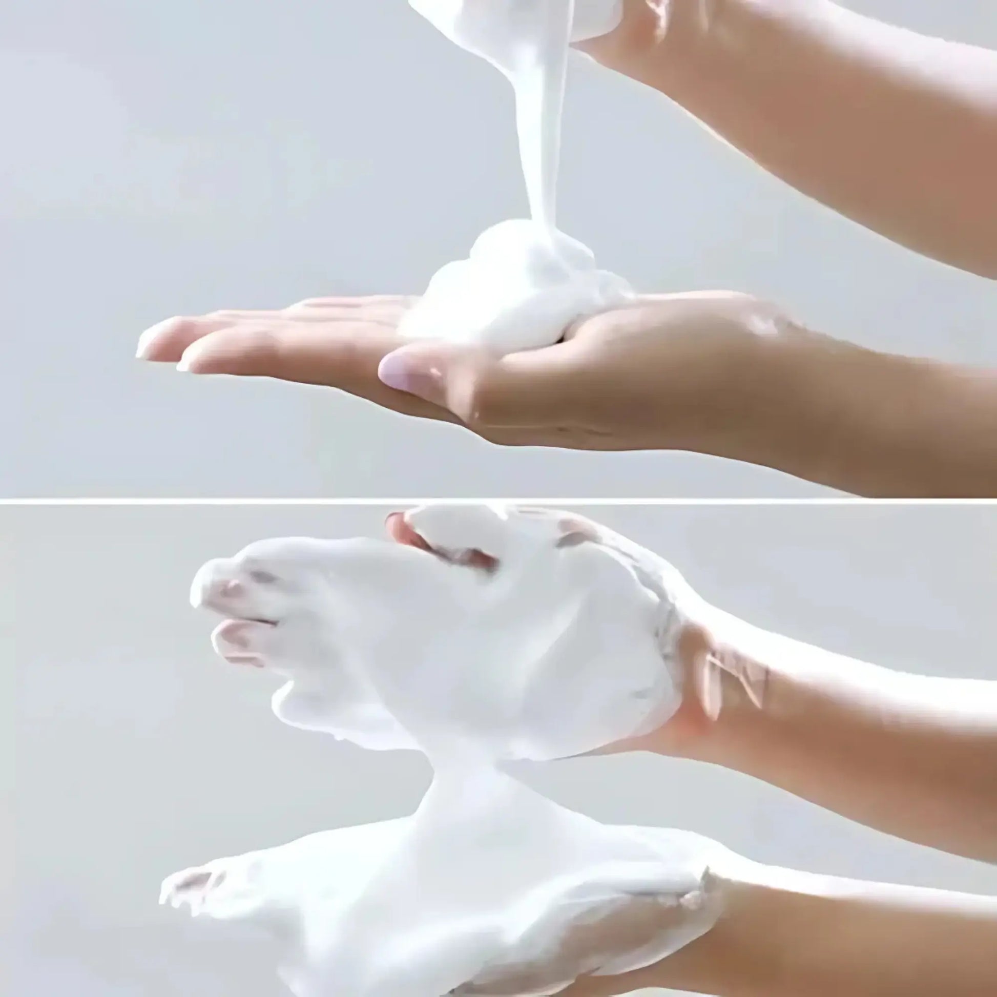 Medicube Zero Foam Cleanser 120g, espuma de limpeza facial coreana com ácido salicílico que remove oleosidade e resíduos sem secar a pele, mão feminina a segurar frasco aberto, cosmética coreana skincare k-beauty Portugal.