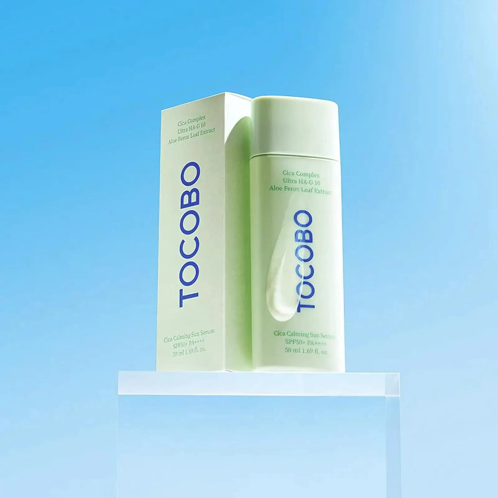 Tocobo – Cica Calming Sun Serum SPF50+, sérum protetor solar coreano ideal para pele sensível, cosmética coreana, skincare em Portugal