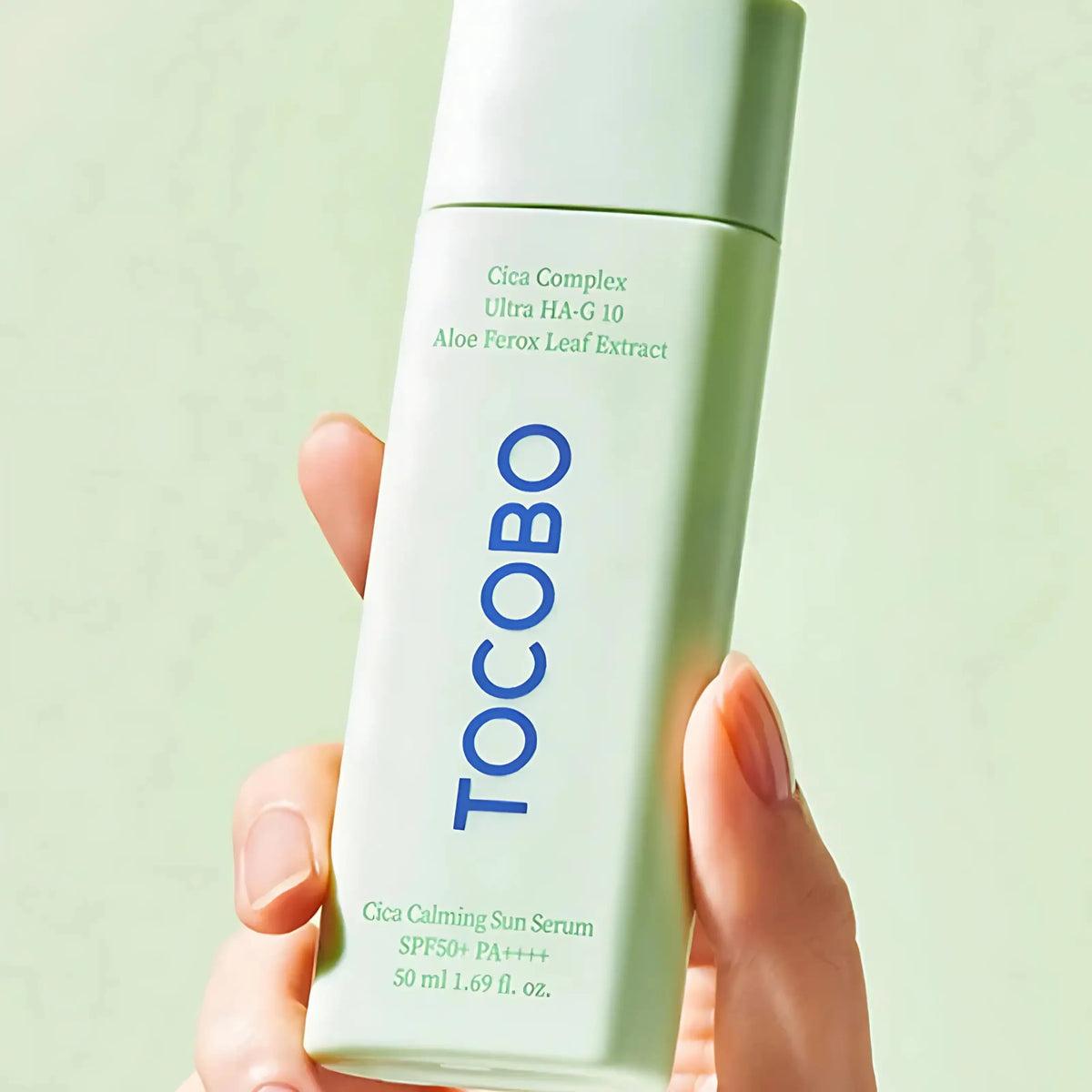 Tocobo – Cica Calming Sun Serum SPF50+, protetor solar coreano em sérum com cica calmante, cosmética coreana, skincare em Portugal